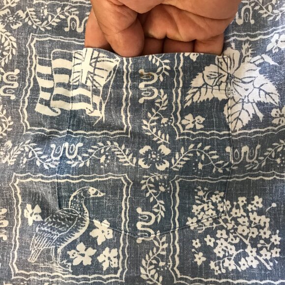 Reyn Spooner Classic Fit Hawaiian Shirt Men XXL Blue Hawaiian Flag Button Down - Picture 12 of 14